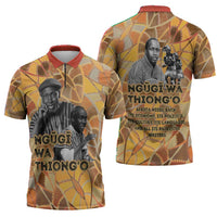 Ngugi wa Thiong O Zipper Polo Shirt African Literary Icon Portrait Cultural Revival - Wonder Print Shop