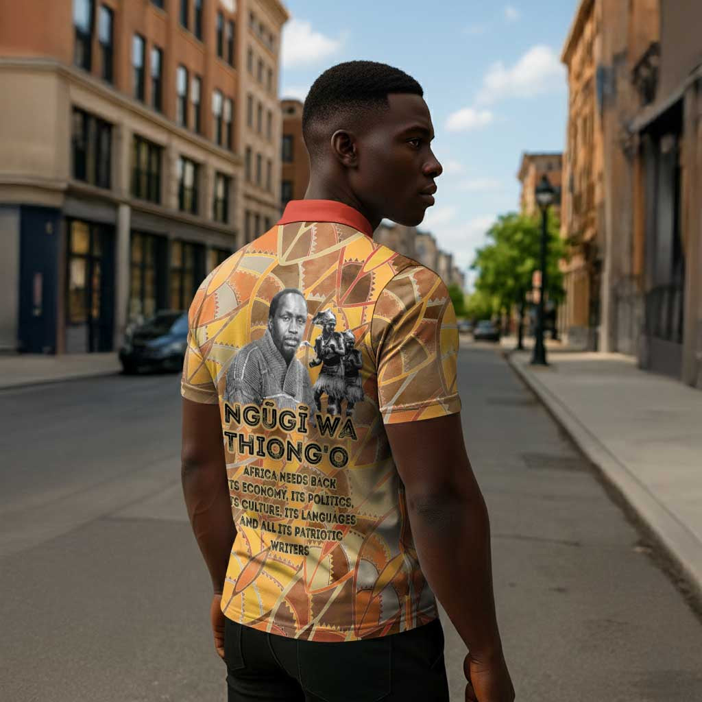 Ngugi wa Thiong O Zipper Polo Shirt African Literary Icon Portrait Cultural Revival - Wonder Print Shop