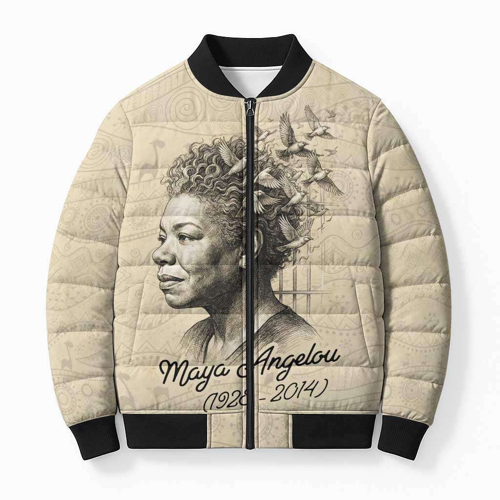 Maya Angelou Bomber Puffer Jacket I Know Why The Caged Bird Sings - Wonder Print Shop