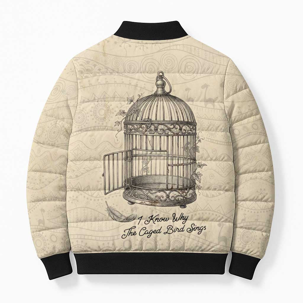 Maya Angelou Bomber Puffer Jacket I Know Why The Caged Bird Sings - Wonder Print Shop
