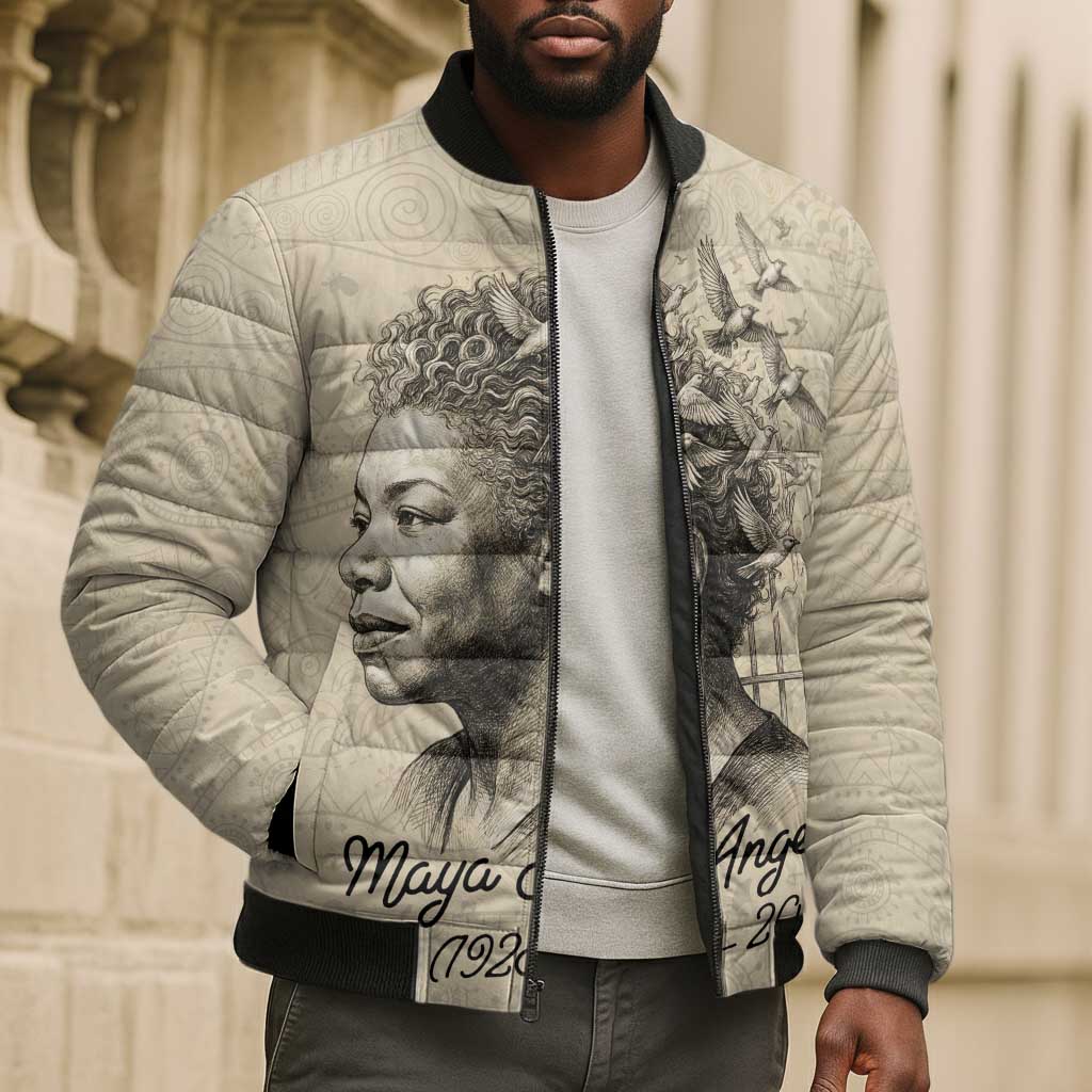 Maya Angelou Bomber Puffer Jacket I Know Why The Caged Bird Sings - Wonder Print Shop