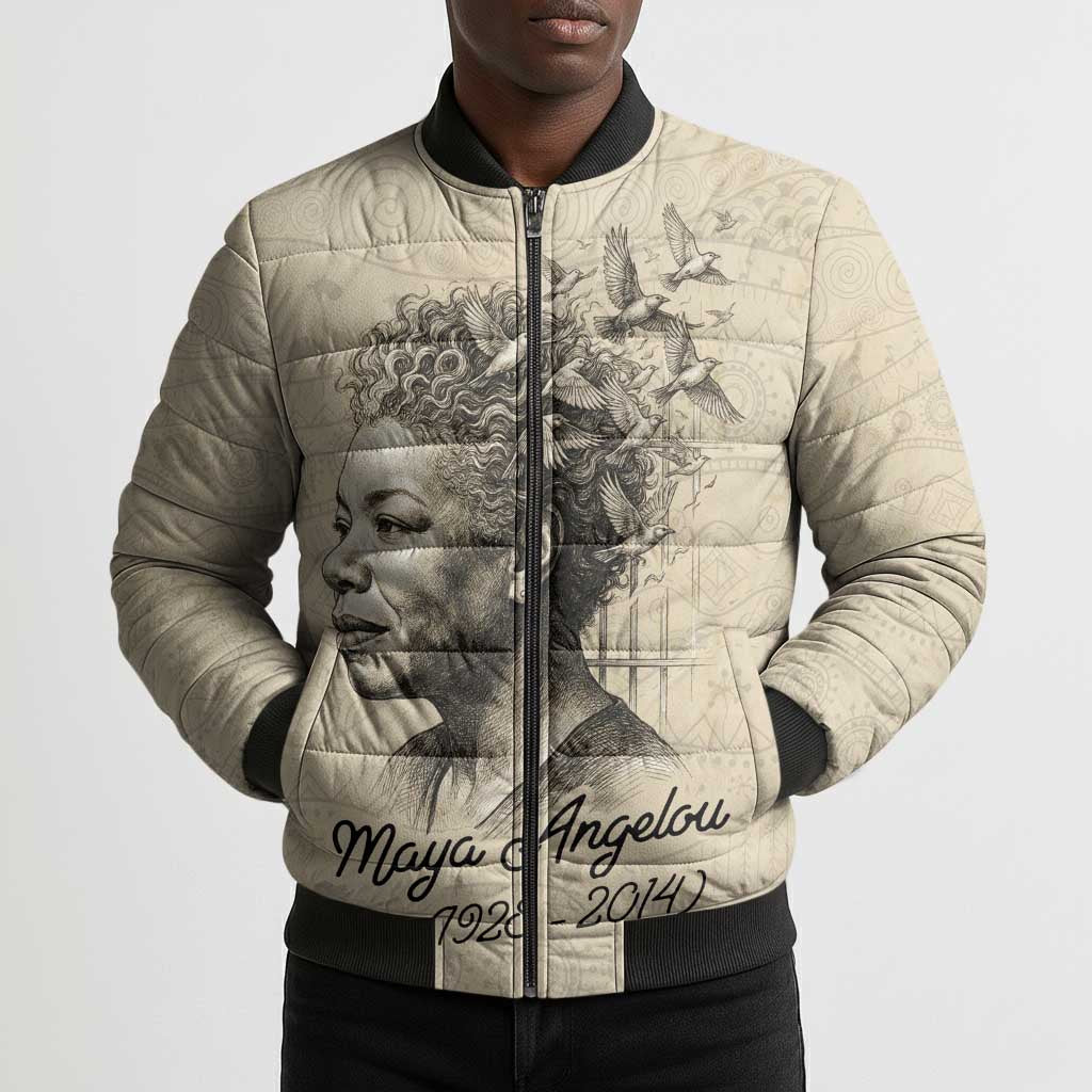 Maya Angelou Bomber Puffer Jacket I Know Why The Caged Bird Sings - Wonder Print Shop