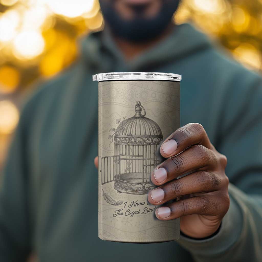Maya Angelou 4 in 1 Can Cooler Tumbler I Know Why The Caged Bird Sings - Wonder Print Shop