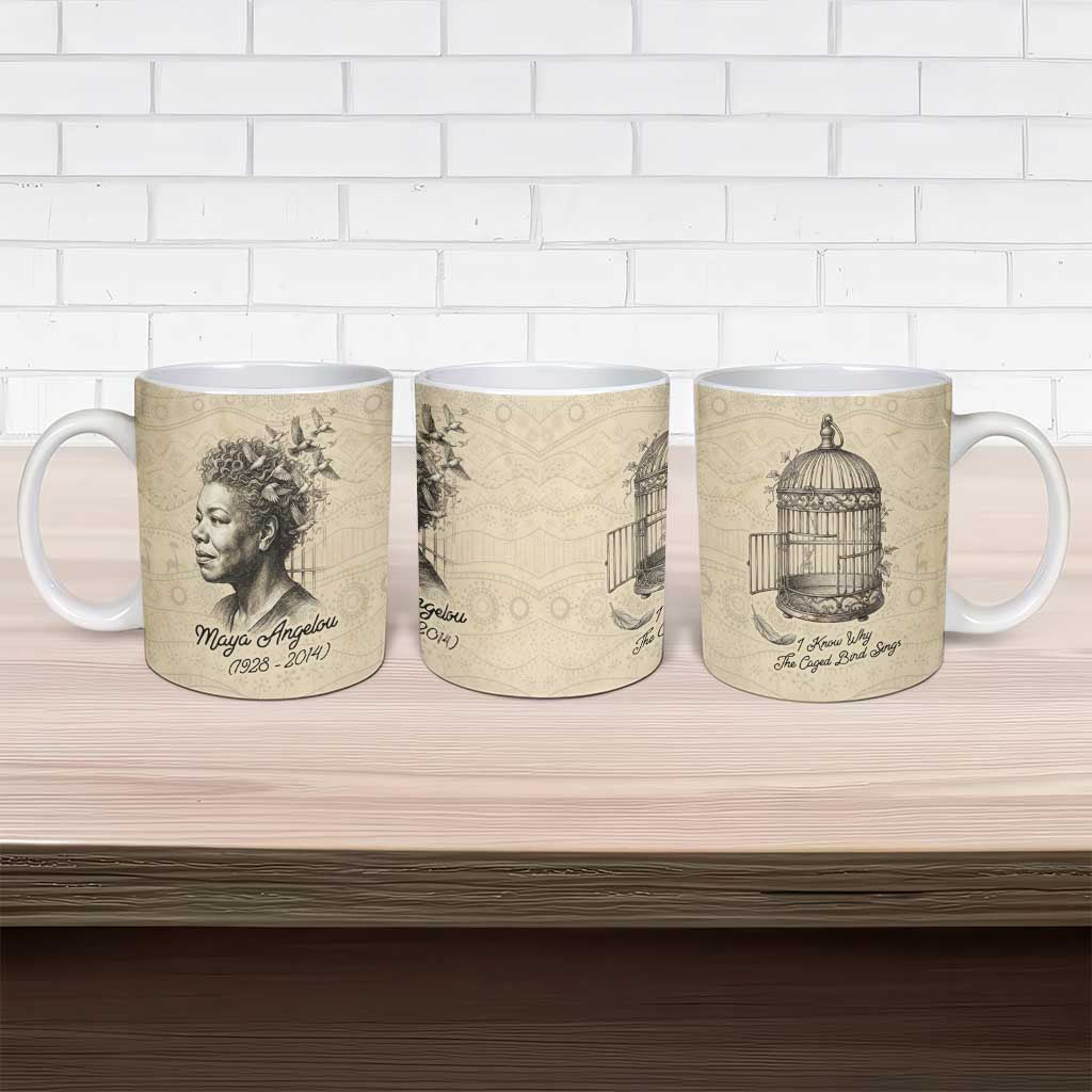 Maya Angelou Ceramic Mug I Know Why The Caged Bird Sings - Wonder Print Shop