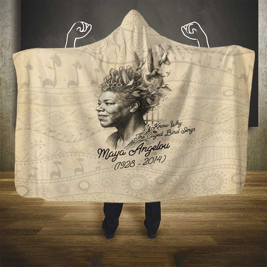 Maya Angelou Hooded Blanket I Know Why The Caged Bird Sings - Wonder Print Shop