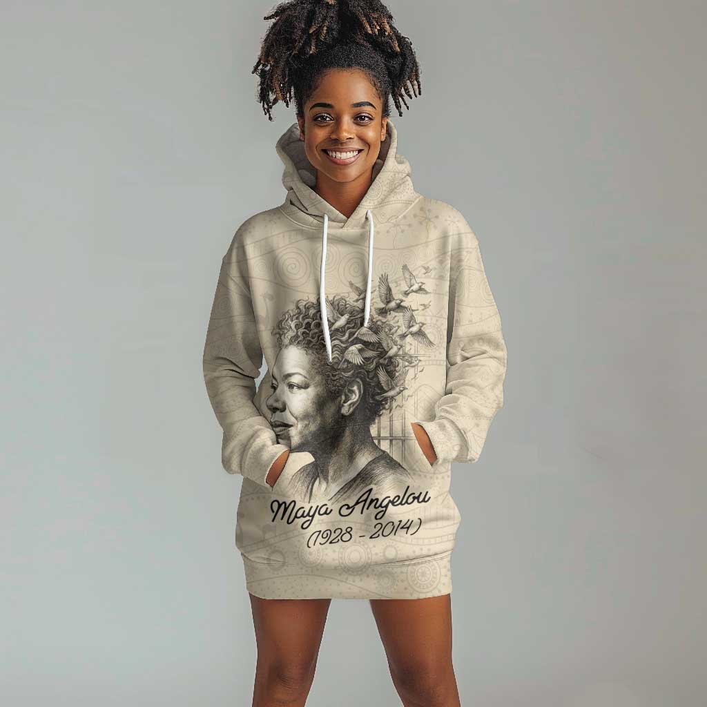 Maya Angelou Hoodie Dress I Know Why The Caged Bird Sings - Wonder Print Shop