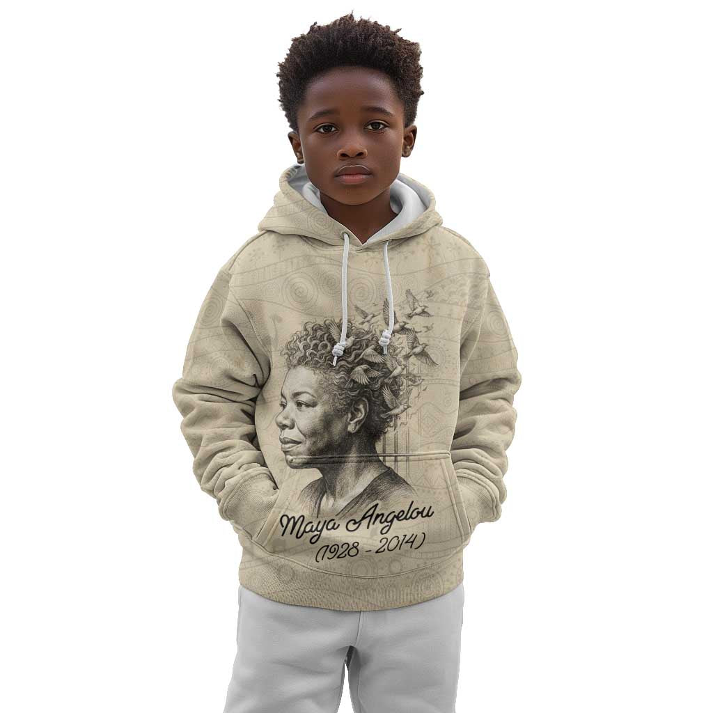 Maya Angelou Kid Hoodie I Know Why The Caged Bird Sings - Wonder Print Shop
