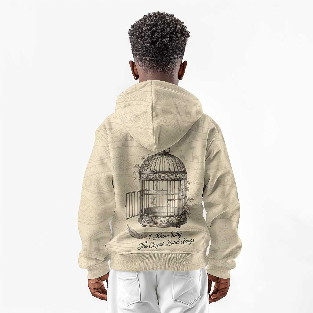 Maya Angelou Kid Hoodie I Know Why The Caged Bird Sings - Wonder Print Shop