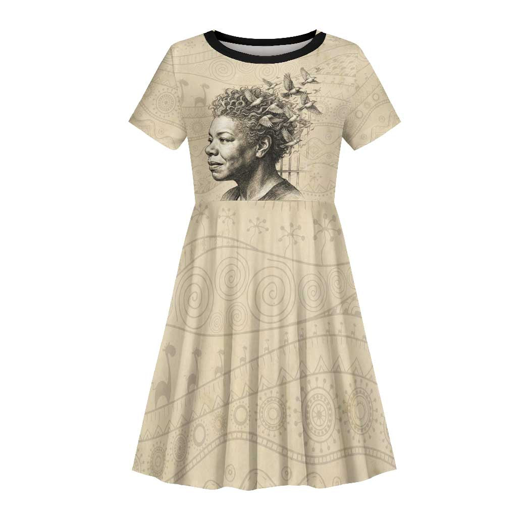 Maya Angelou Kid Short Sleeve Dress I Know Why The Caged Bird Sings - Wonder Print Shop