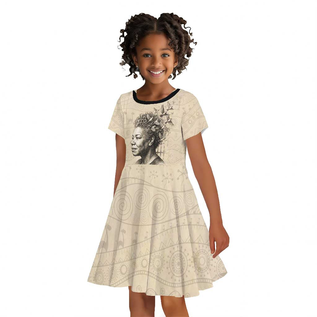 Maya Angelou Kid Short Sleeve Dress I Know Why The Caged Bird Sings - Wonder Print Shop