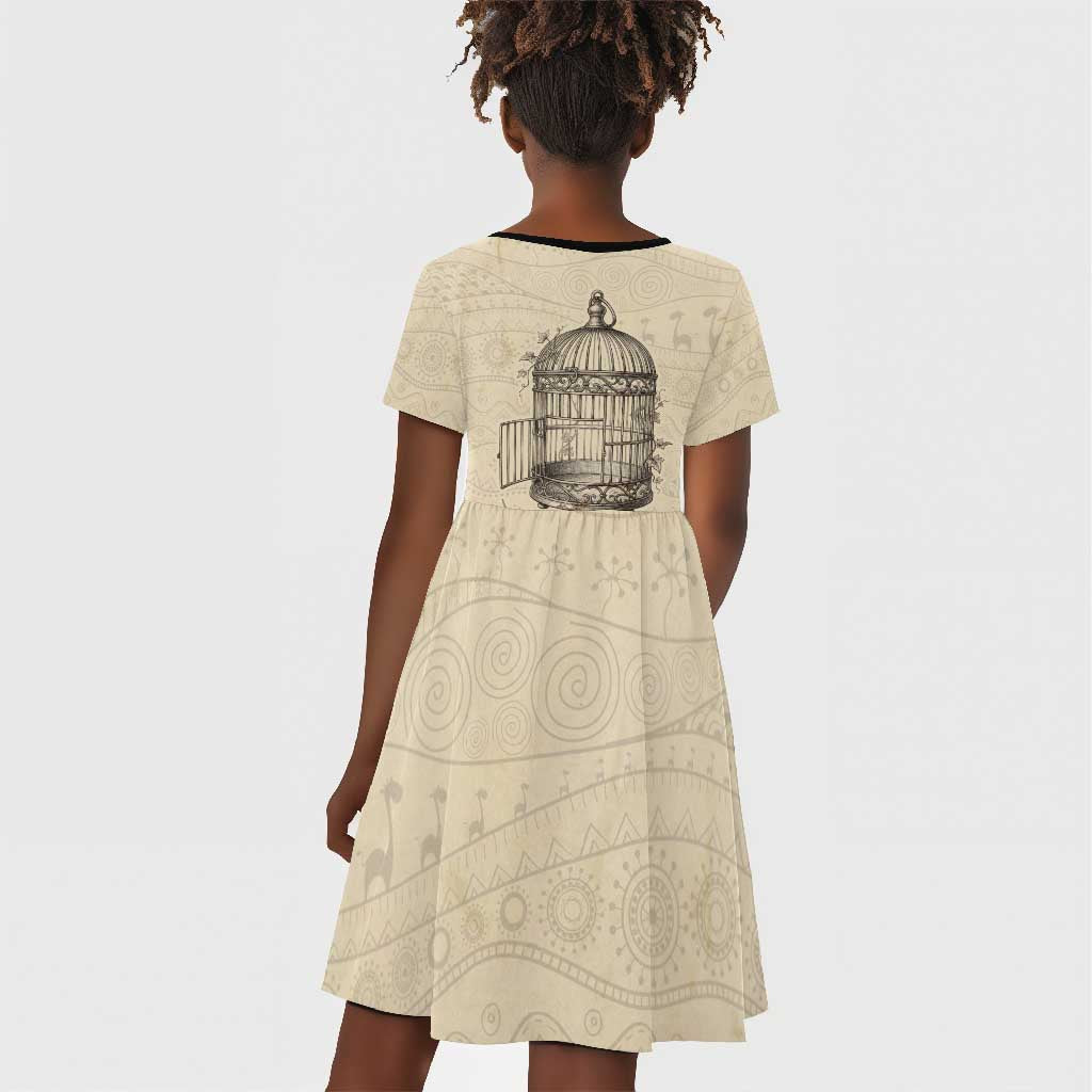 Maya Angelou Kid Short Sleeve Dress I Know Why The Caged Bird Sings - Wonder Print Shop