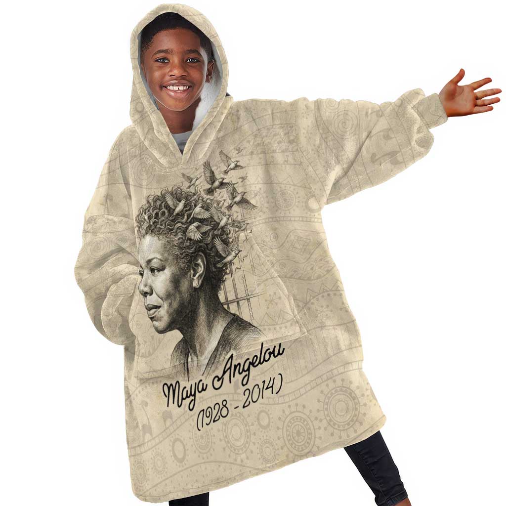 Maya Angelou Kid Wearable Blanket Hoodie I Know Why The Caged Bird Sings - Wonder Print Shop
