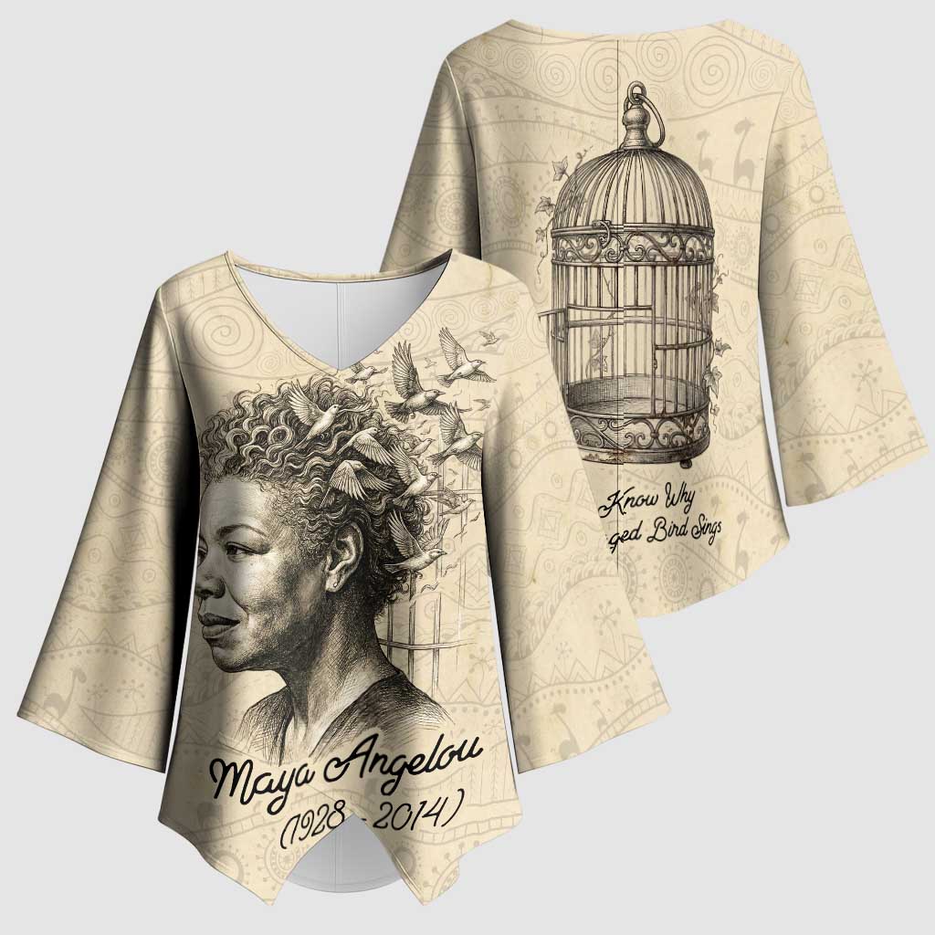 Maya Angelou Kimono Sleeve Blouse I Know Why The Caged Bird Sings - Wonder Print Shop