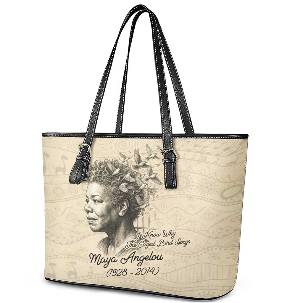 Maya Angelou Leather Tote Bag I Know Why The Caged Bird Sings - Wonder Print Shop
