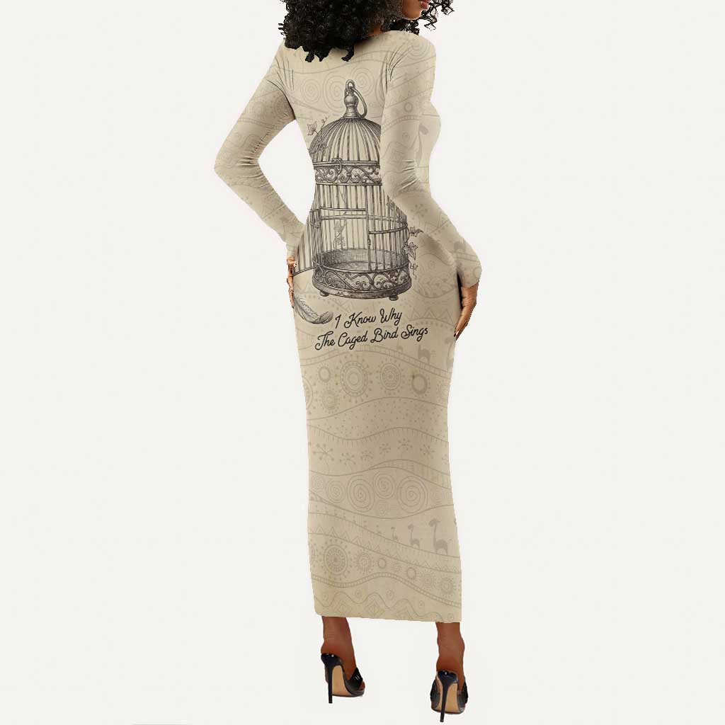Maya Angelou Long Sleeve Bodycon Dress I Know Why The Caged Bird Sings - Wonder Print Shop