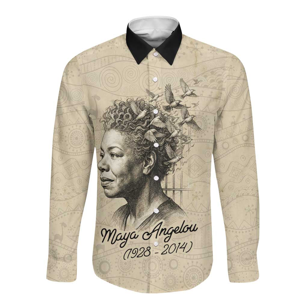 Maya Angelou Long Sleeve Button Shirt I Know Why The Caged Bird Sings - Wonder Print Shop