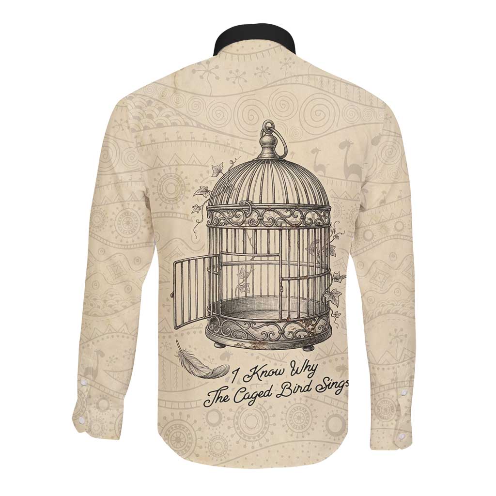 Maya Angelou Long Sleeve Button Shirt I Know Why The Caged Bird Sings - Wonder Print Shop
