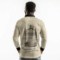 Maya Angelou Long Sleeve Polo Shirt I Know Why The Caged Bird Sings - Wonder Print Shop