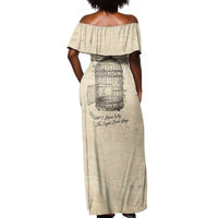 Maya Angelou Off Shoulder Maxi Dress I Know Why The Caged Bird Sings - Wonder Print Shop