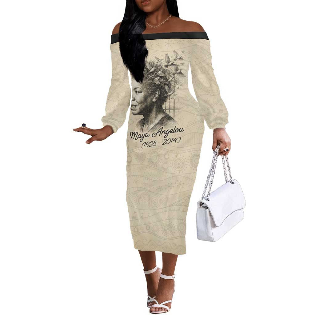 Maya Angelou Off The Shoulder Long Sleeve Dress I Know Why The Caged Bird Sings - Wonder Print Shop