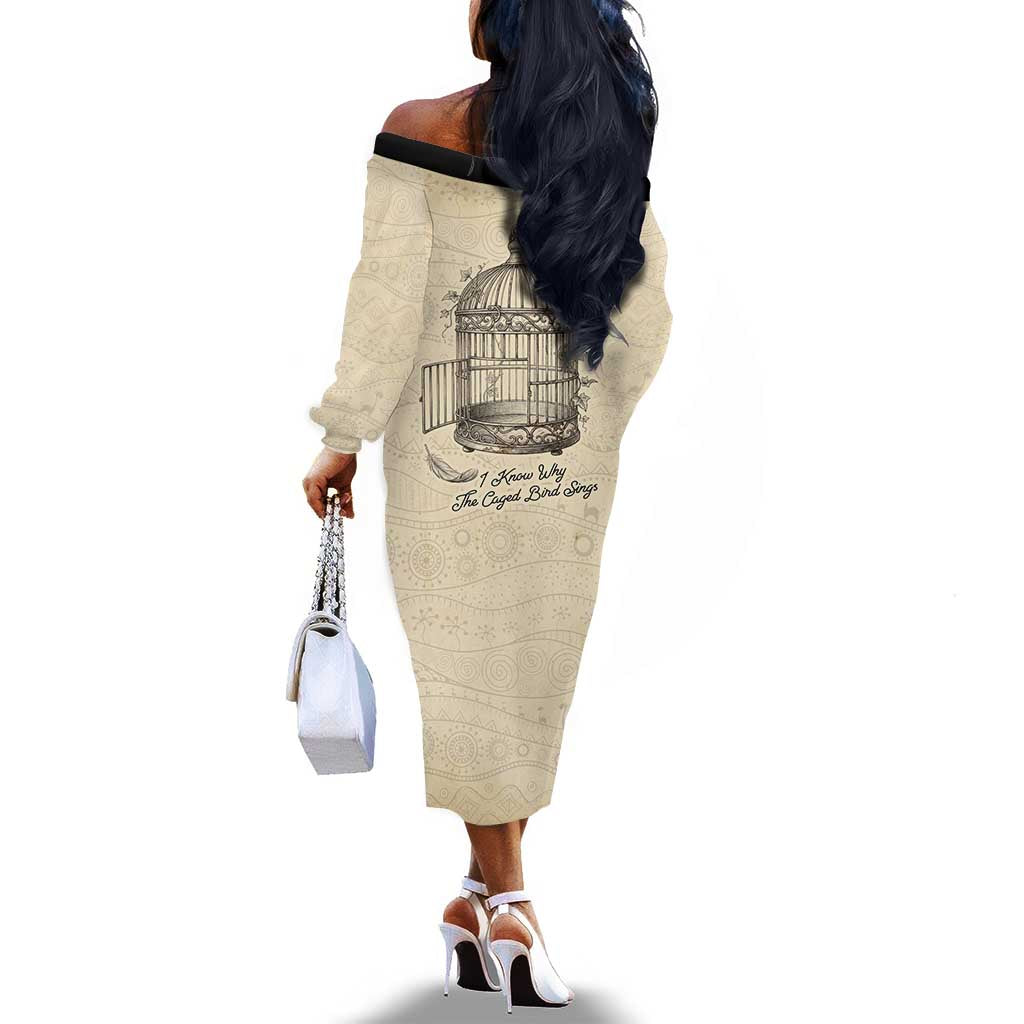 Maya Angelou Off The Shoulder Long Sleeve Dress I Know Why The Caged Bird Sings - Wonder Print Shop