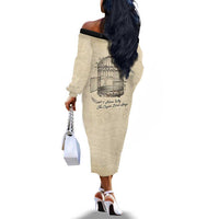 Maya Angelou Off The Shoulder Long Sleeve Dress I Know Why The Caged Bird Sings - Wonder Print Shop
