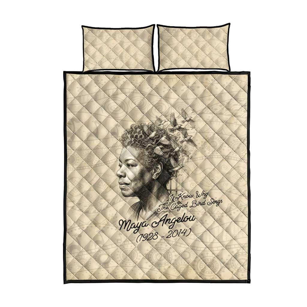 Maya Angelou Quilt Bed Set I Know Why The Caged Bird Sings - Wonder Print Shop