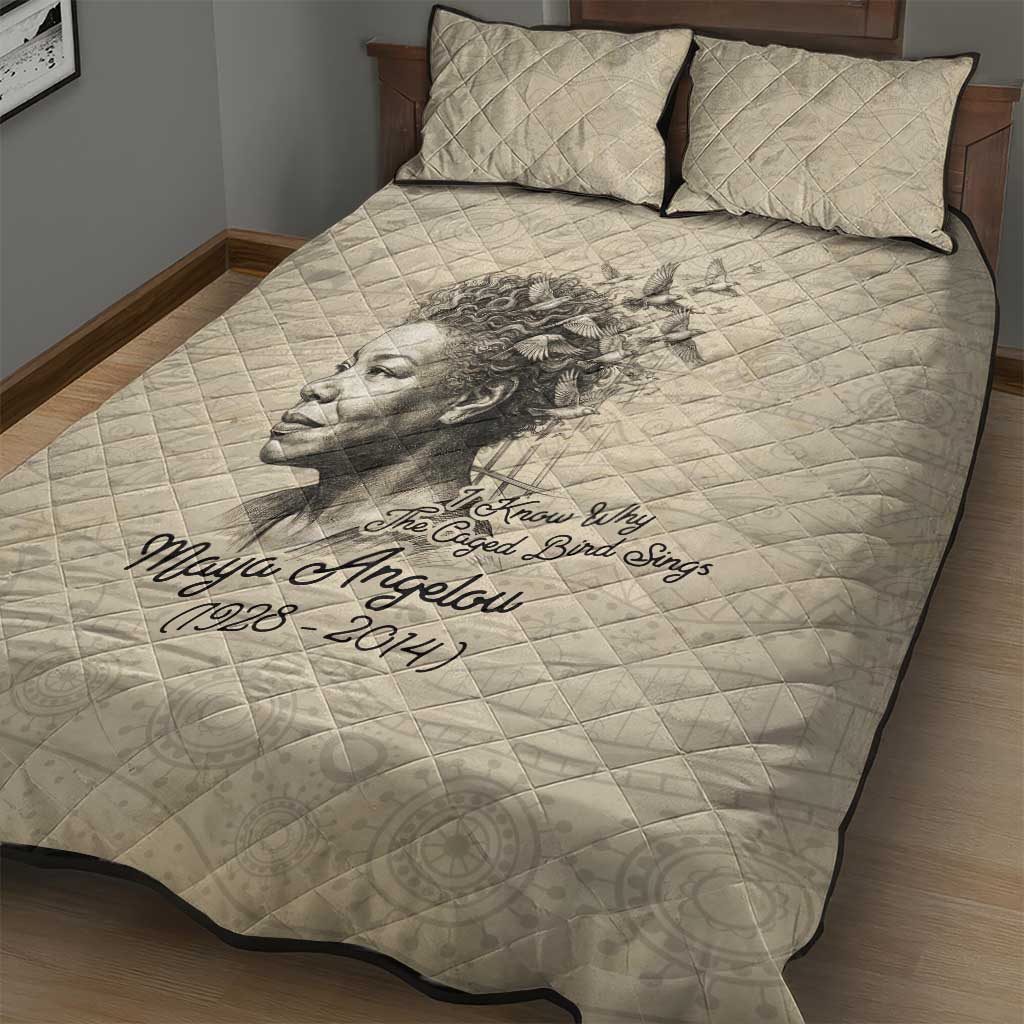 Maya Angelou Quilt Bed Set I Know Why The Caged Bird Sings - Wonder Print Shop