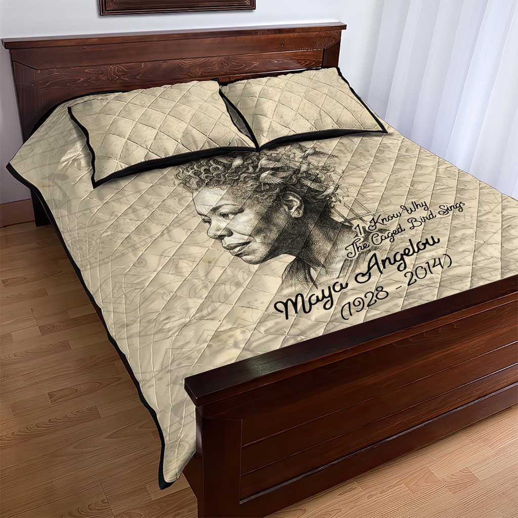 Maya Angelou Quilt Bed Set I Know Why The Caged Bird Sings - Wonder Print Shop