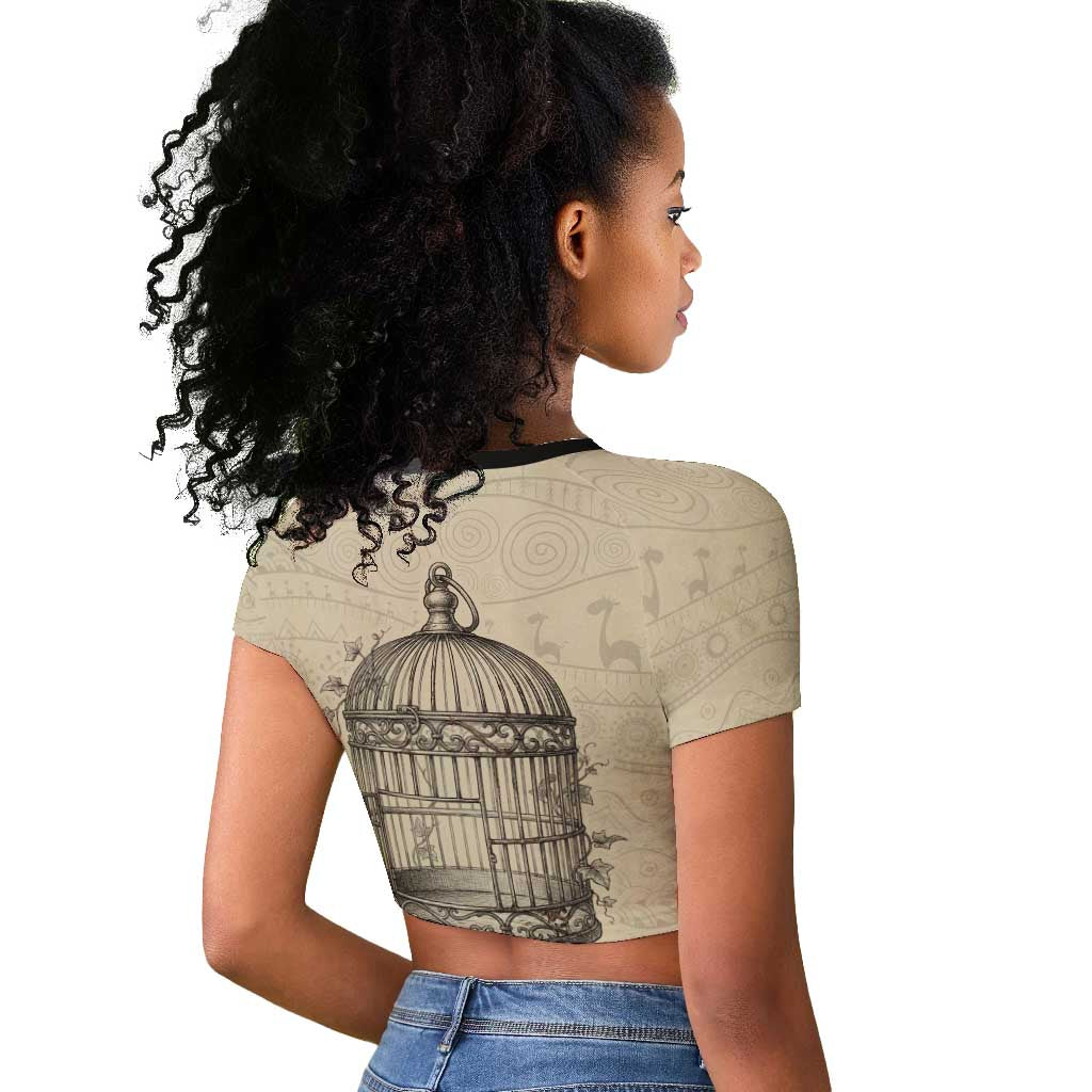 Maya Angelou Raglan Cropped T shirt I Know Why The Caged Bird Sings - Wonder Print Shop