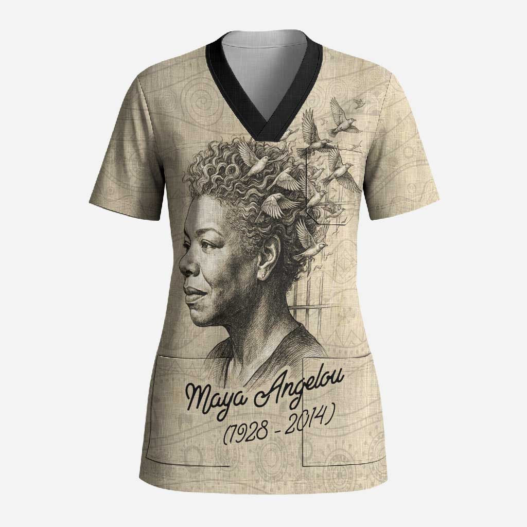 Maya Angelou Scrub Top I Know Why The Caged Bird Sings - Wonder Print Shop