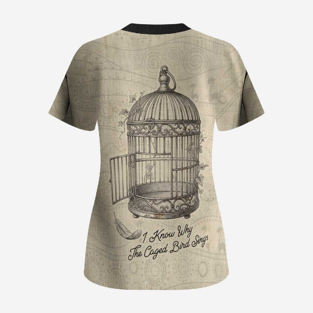 Maya Angelou Scrub Top I Know Why The Caged Bird Sings - Wonder Print Shop