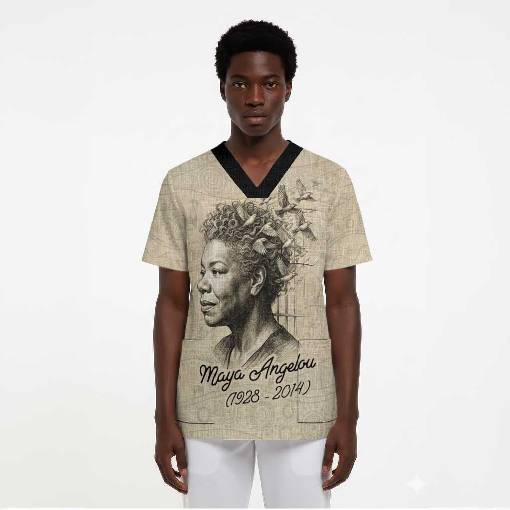 Maya Angelou Scrub Top I Know Why The Caged Bird Sings - Wonder Print Shop