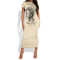 Maya Angelou Short Sleeve Bodycon Dress I Know Why The Caged Bird Sings - Wonder Print Shop