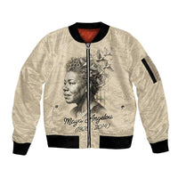 Maya Angelou Sleeve Zip Bomber Jacket I Know Why The Caged Bird Sings - Wonder Print Shop