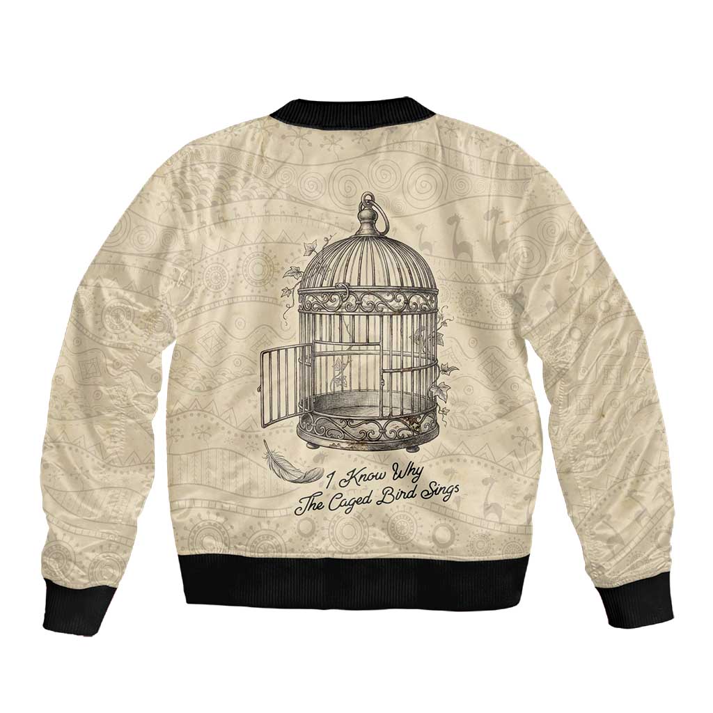 Maya Angelou Sleeve Zip Bomber Jacket I Know Why The Caged Bird Sings - Wonder Print Shop