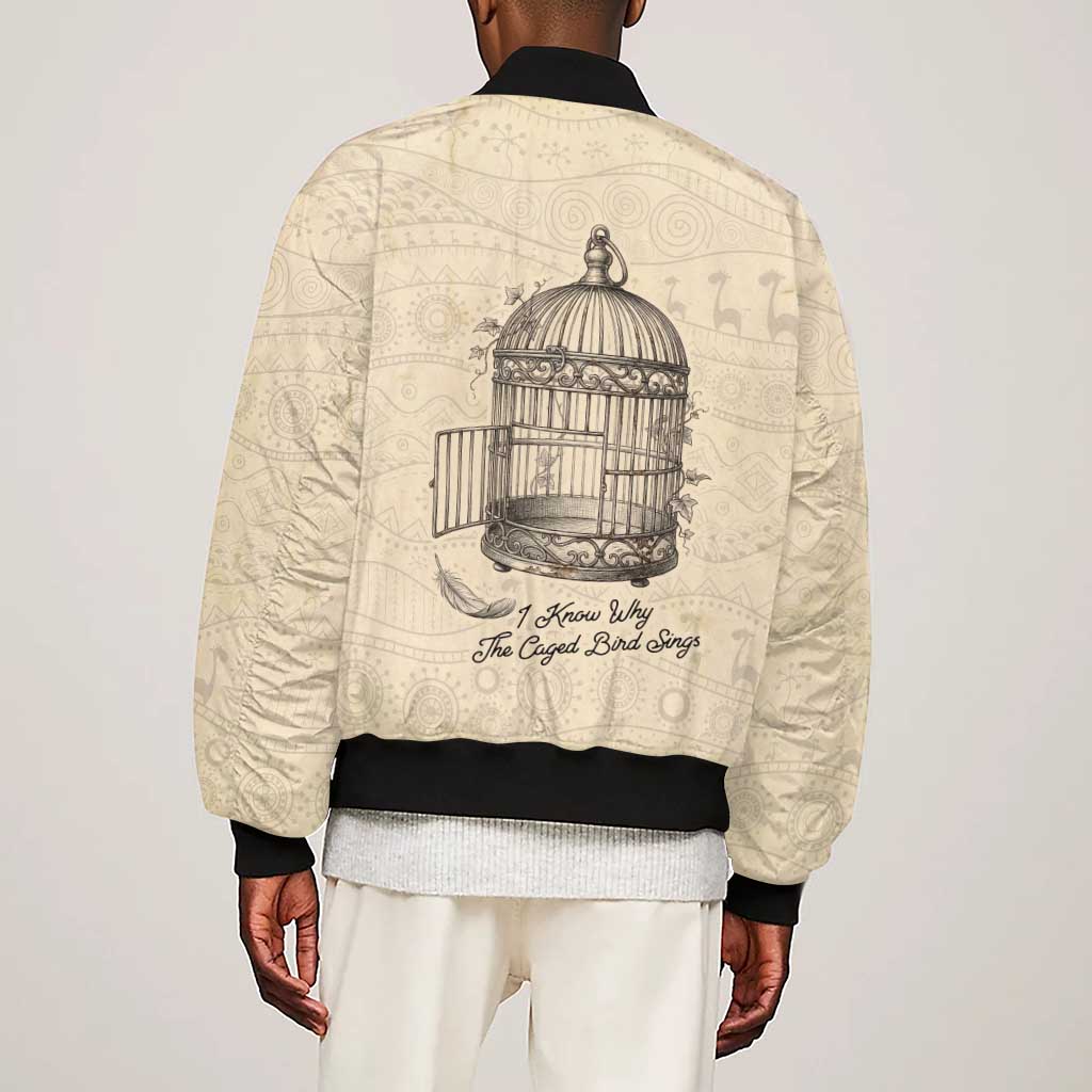 Maya Angelou Sleeve Zip Bomber Jacket I Know Why The Caged Bird Sings - Wonder Print Shop