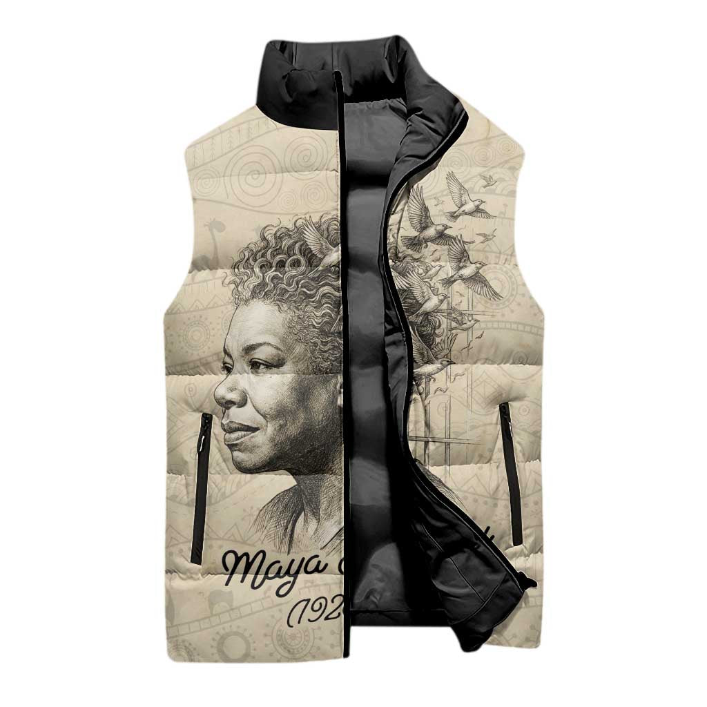 Maya Angelou Sleeveless Puffer Jacket I Know Why The Caged Bird Sings - Wonder Print Shop