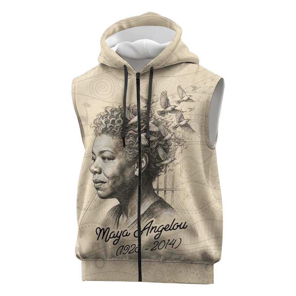 Maya Angelou Sleeveless Zip Hoodie I Know Why The Caged Bird Sings - Wonder Print Shop
