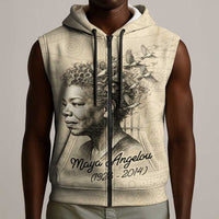 Maya Angelou Sleeveless Zip Hoodie I Know Why The Caged Bird Sings - Wonder Print Shop