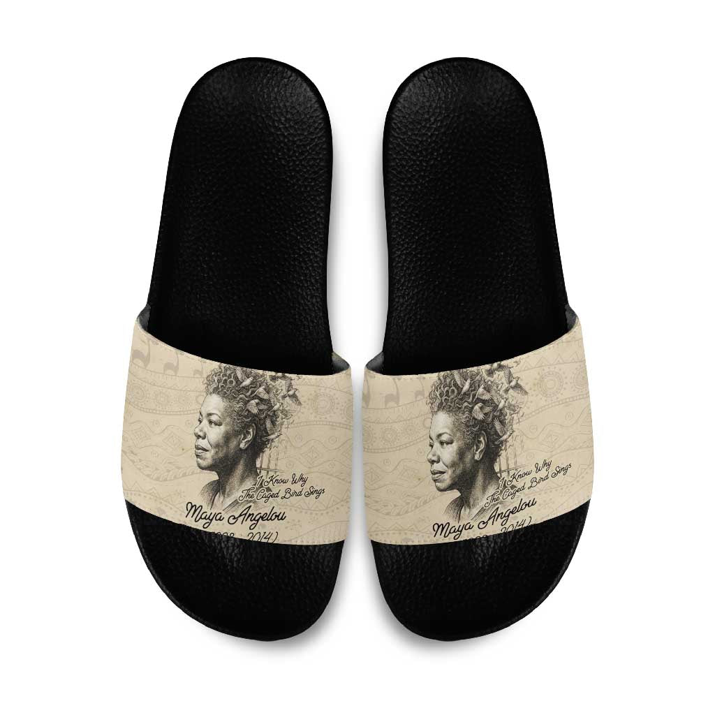 Maya Angelou Slide Sandals I Know Why The Caged Bird Sings - Wonder Print Shop