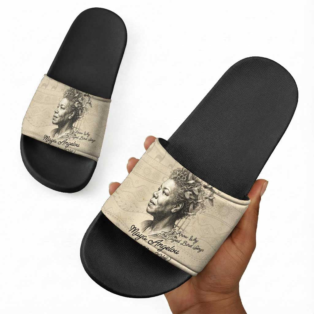 Maya Angelou Slide Sandals I Know Why The Caged Bird Sings - Wonder Print Shop
