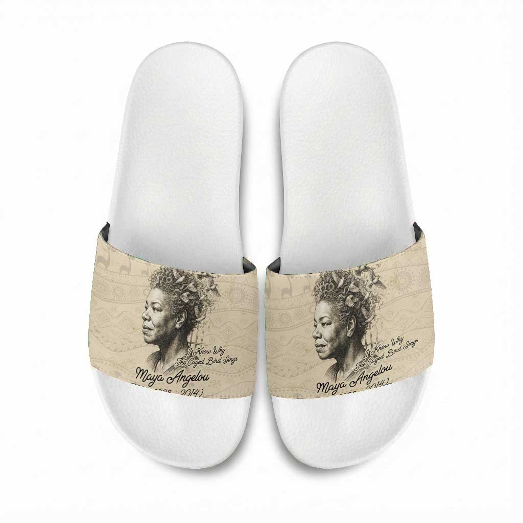 Maya Angelou Slide Sandals I Know Why The Caged Bird Sings - Wonder Print Shop