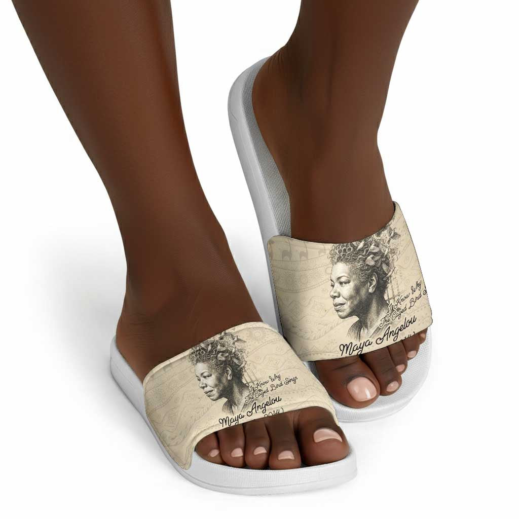 Maya Angelou Slide Sandals I Know Why The Caged Bird Sings - Wonder Print Shop