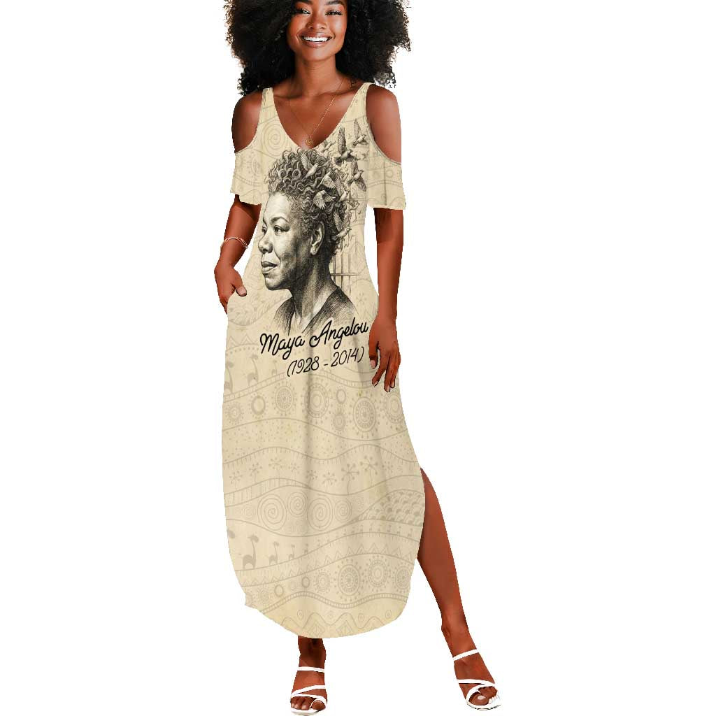 Maya Angelou Summer Maxi Dress I Know Why The Caged Bird Sings - Wonder Print Shop