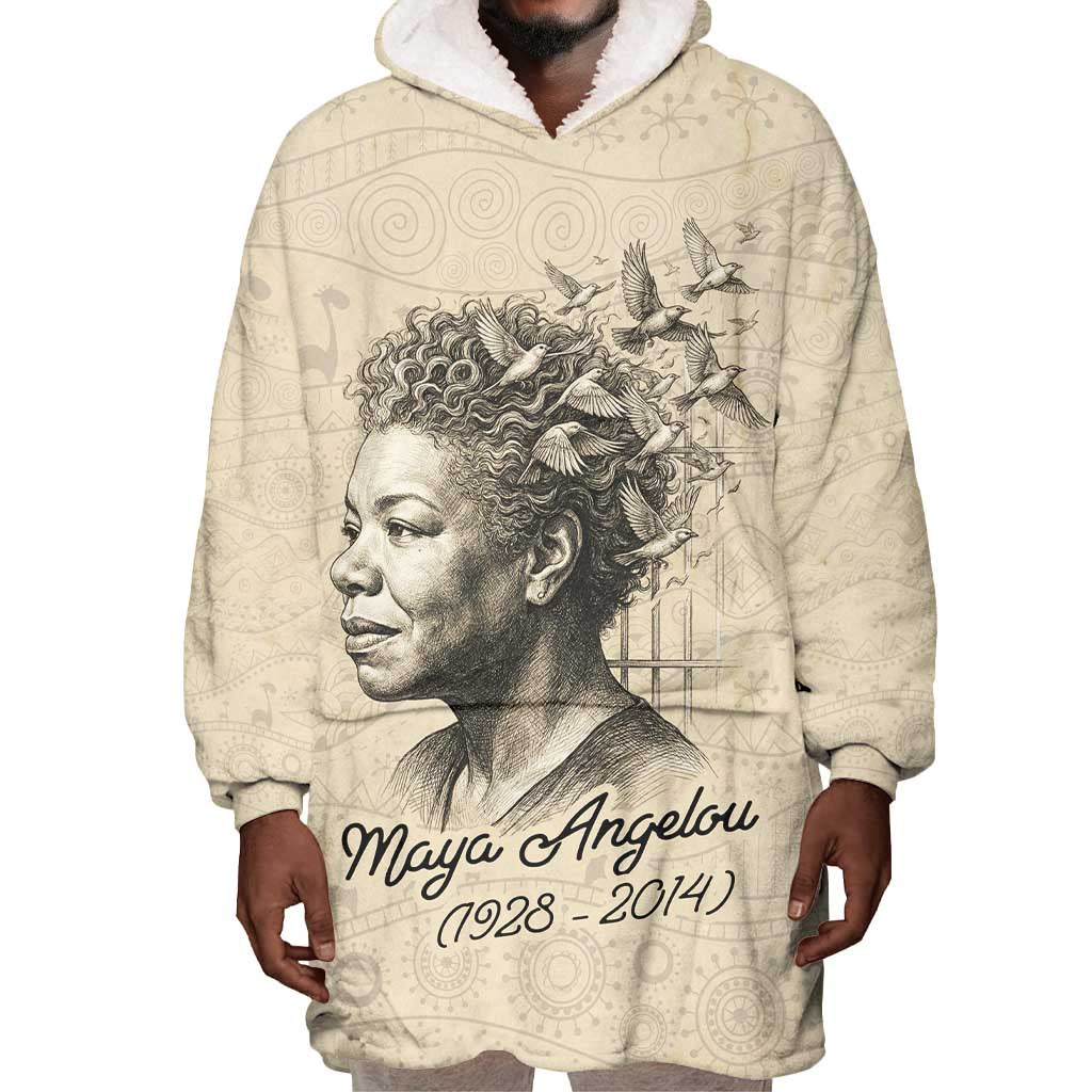 Maya Angelou Wearable Blanket Hoodie I Know Why The Caged Bird Sings - Wonder Print Shop
