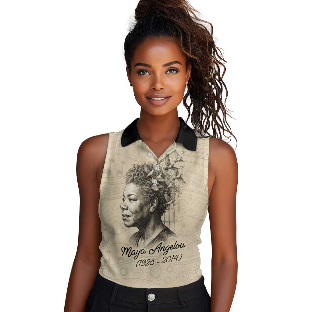 Maya Angelou Women Sleeveless Polo Shirt I Know Why The Caged Bird Sings - Wonder Print Shop