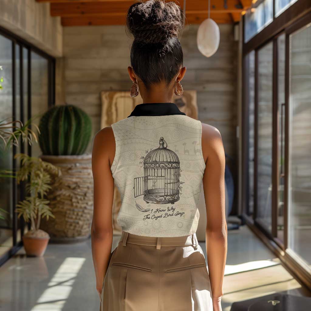 Maya Angelou Women Sleeveless Polo Shirt I Know Why The Caged Bird Sings - Wonder Print Shop