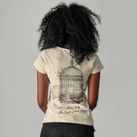 Maya Angelou Women V-Neck T-Shirt I Know Why The Caged Bird Sings - Wonder Print Shop