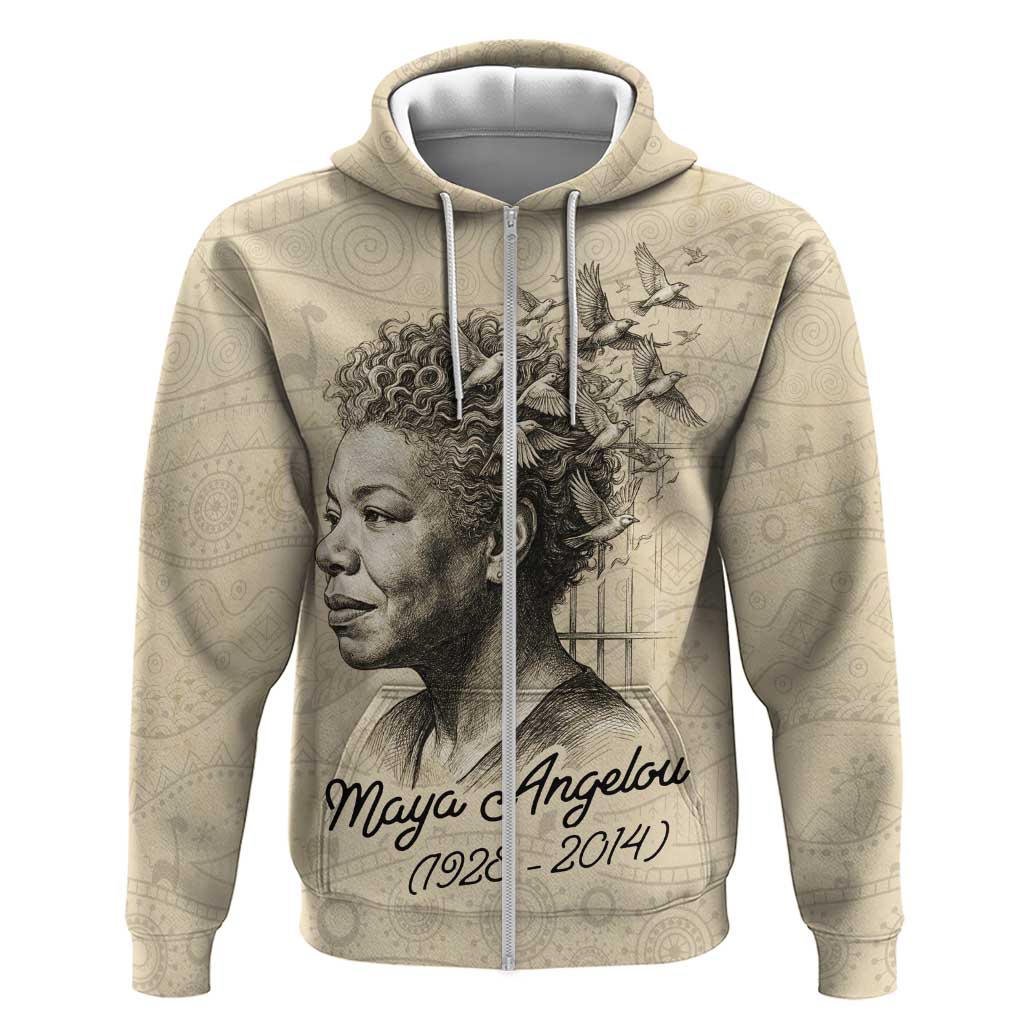 Maya Angelou Zip Hoodie I Know Why The Caged Bird Sings - Wonder Print Shop